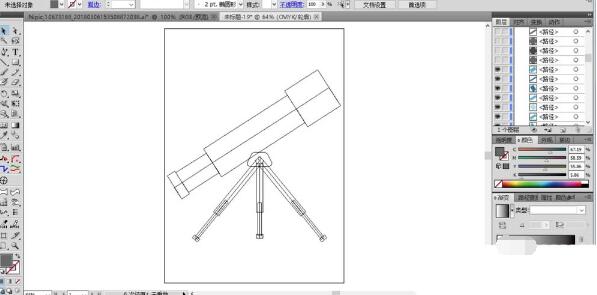 ai绘制望远镜的简单方法