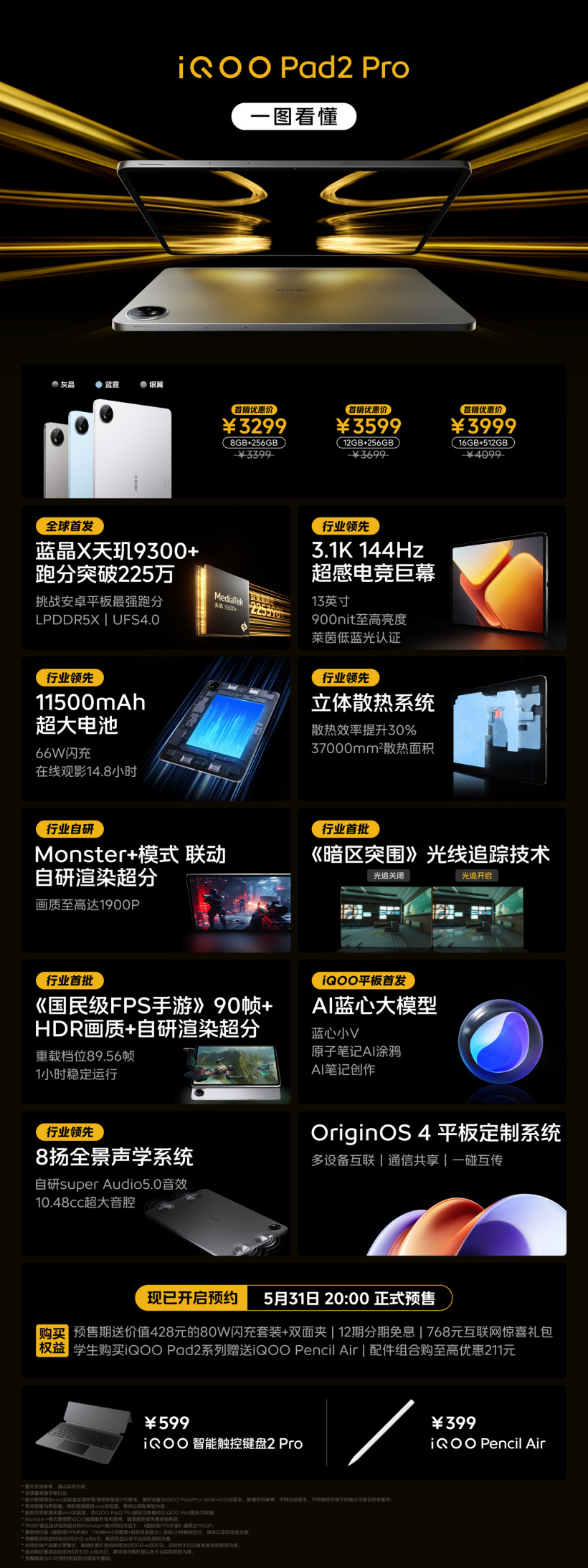 iQOO Pad2 / Pro 系列平板电脑售价 2499 元 / 3299 元起,今晚 8 点预售