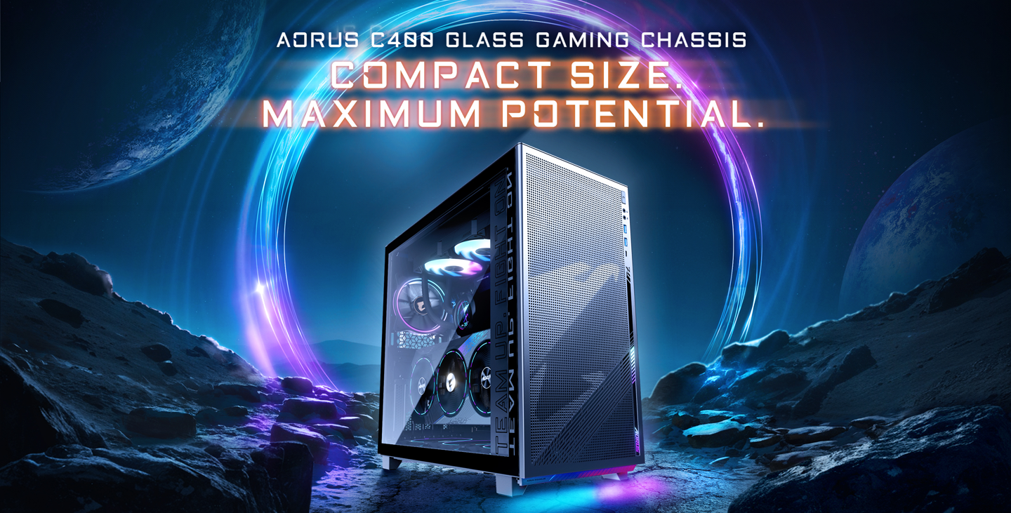 技嘉推出 AORUS C400 GLASS 机箱:40L 紧凑设计,预装 4 个 ARGB 风扇