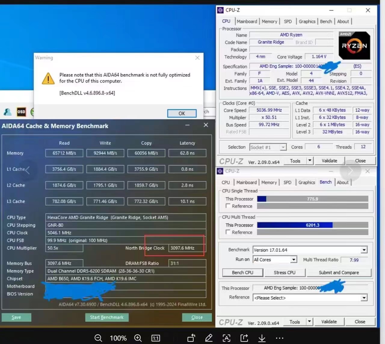 L1、L2 缓存带宽相比前代翻番,AMD 锐龙 5 9600X ES 工程版 AIDA64 测试曝光