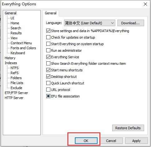 everything怎样设置中文界面_everything设置中文界面步骤