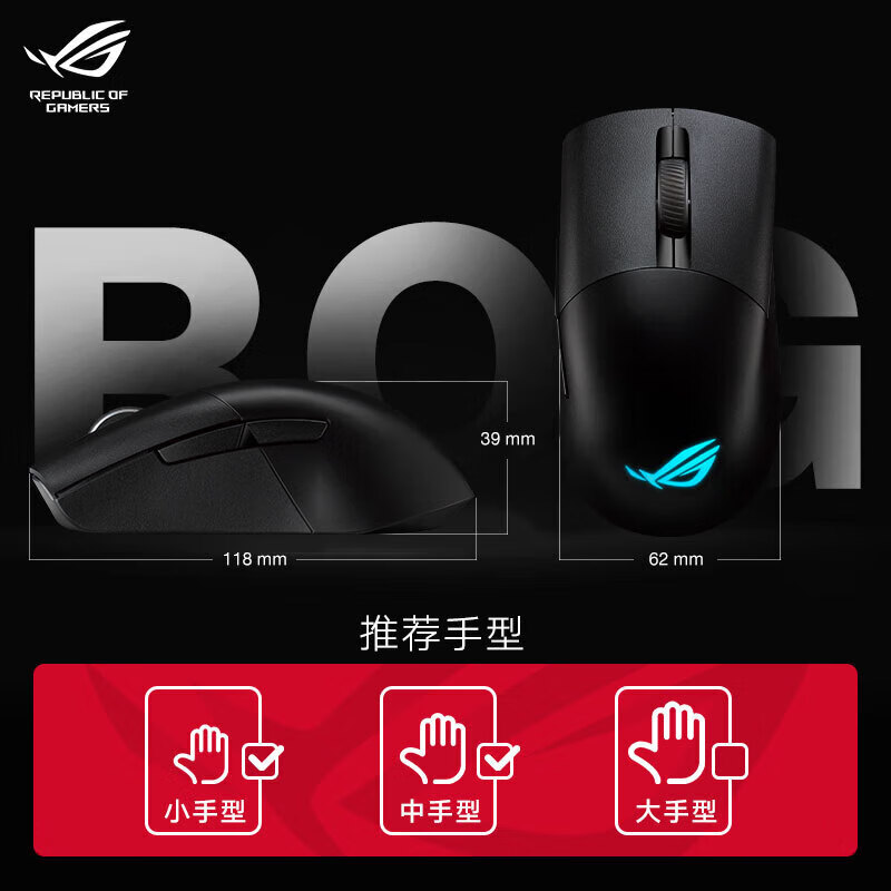 75g 轻量化:ROG 月刃 AimPoint 36K 三模游戏鼠标 286 元探新低