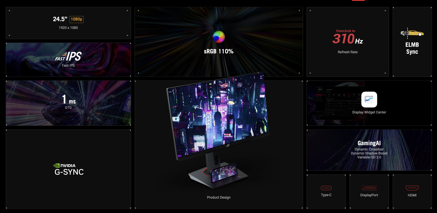 华硕推出 ROG XG259CMS 24.5 英寸显示器:1080P 310Hz、自带手机底座