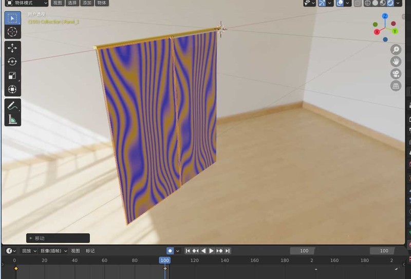 blender2.9怎么制作日式左右推拉窗帘效果的动画 blender教程