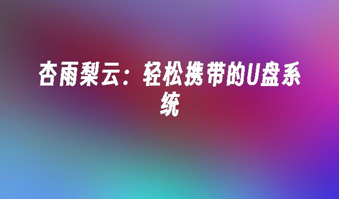 杏雨梨云:轻松携带的U盘系统