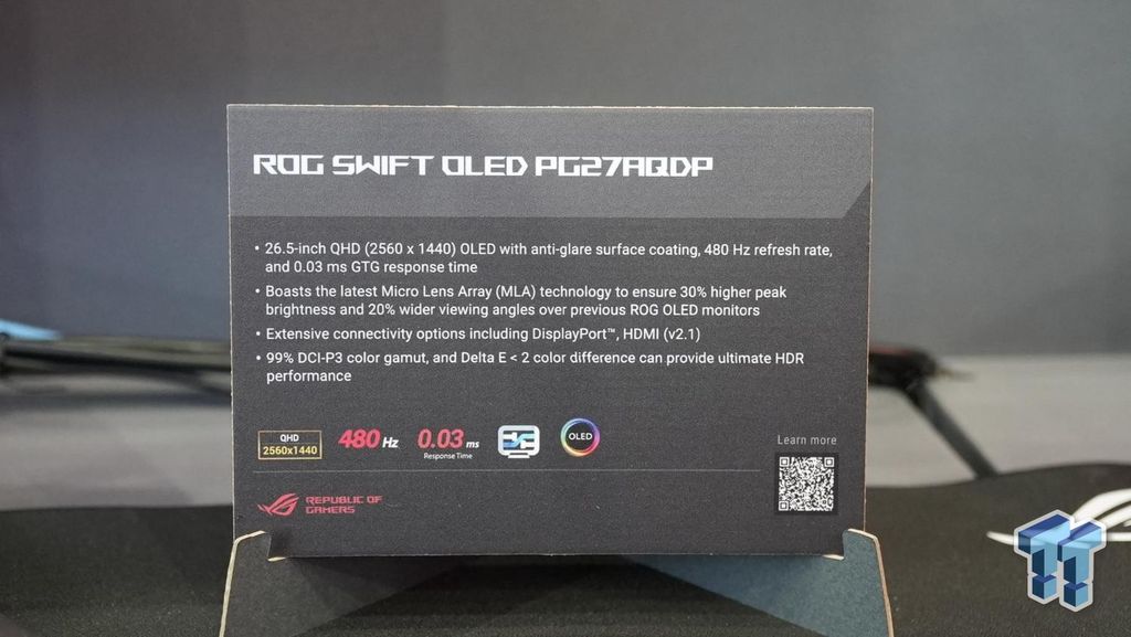 华硕展示 PG27AQDP:号称“全球首款 27 英寸 480Hz OLED 游戏显示器”