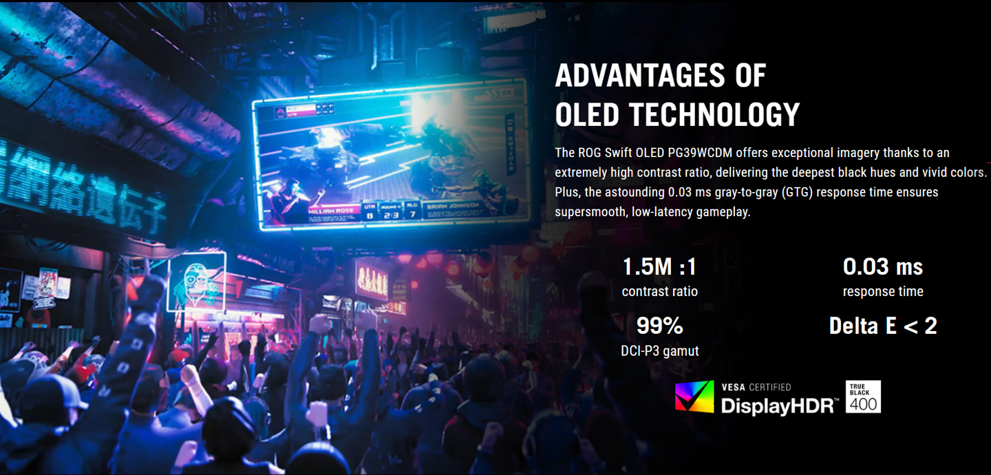 华硕 ROG PG39WCDM 39 英寸 OLED 曲面显示器发布:UWQHD 240Hz、800R 曲率