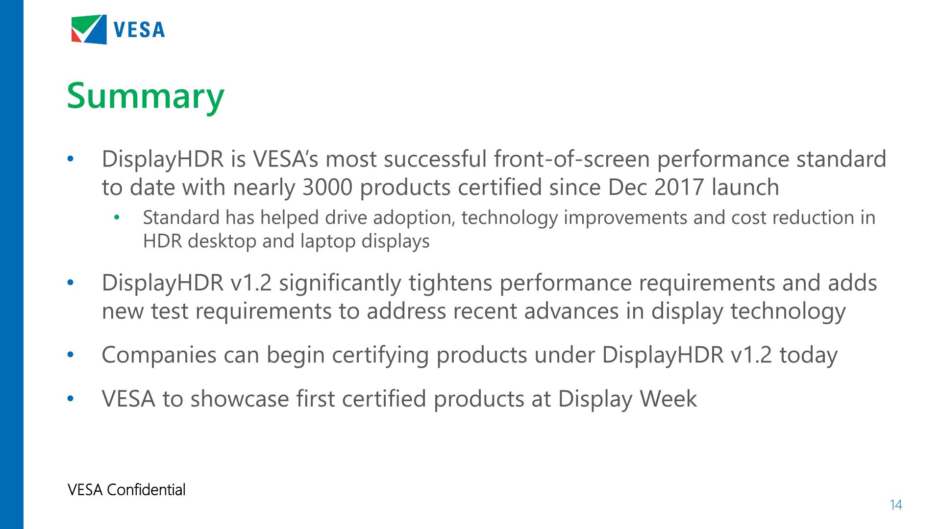 VESA 宣布 DisplayHDR 1.2 规范，提高性能要求：增加色彩准确度、宽色域等
