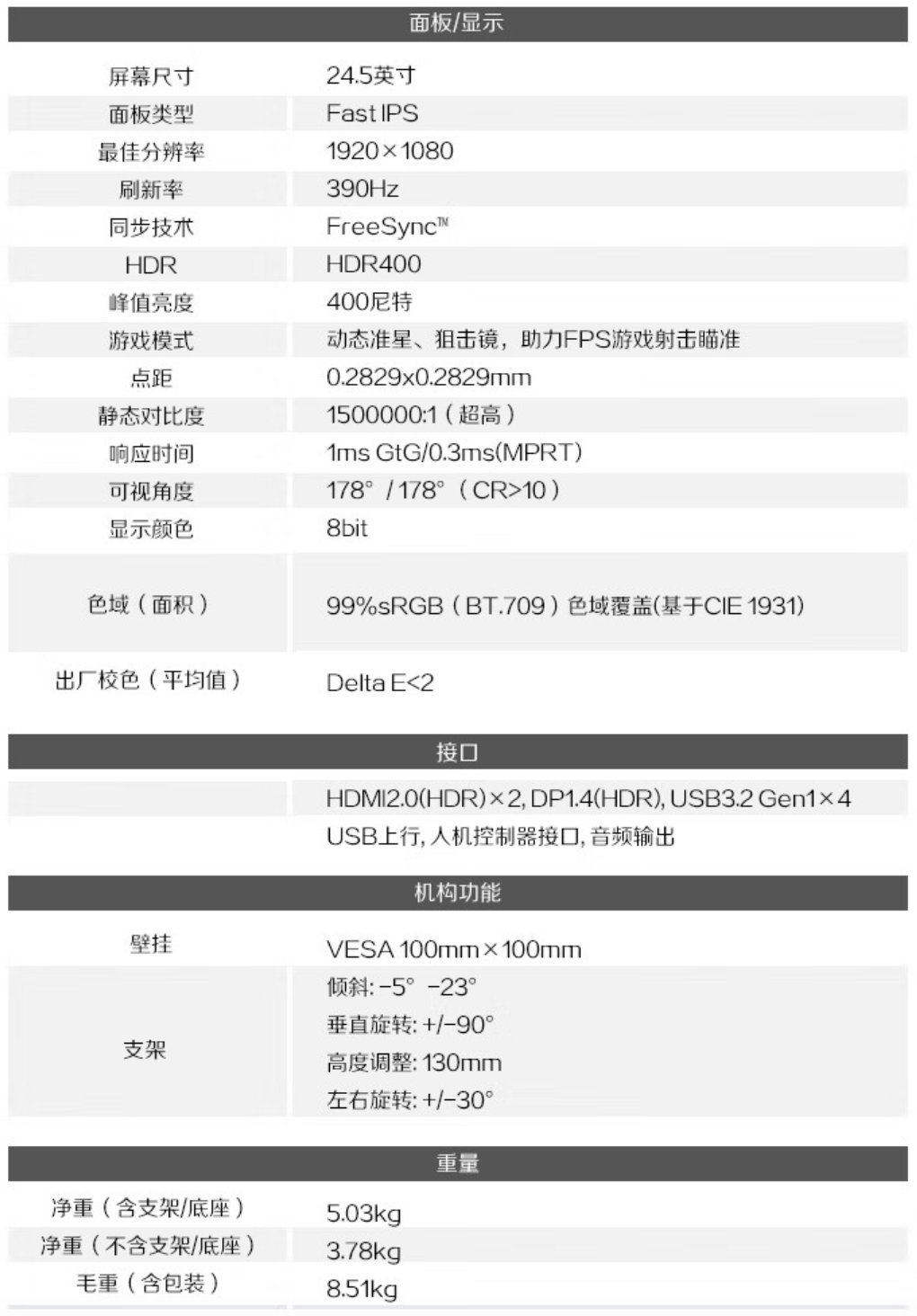 AOC“AG256FS”24.5 英寸显示器国行上架开售：1080P 390Hz，3999 元