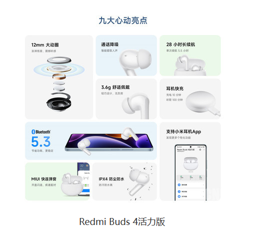 音质、续航、轻巧三大亮点！Redmi Buds 4活力版耳机火热登场！