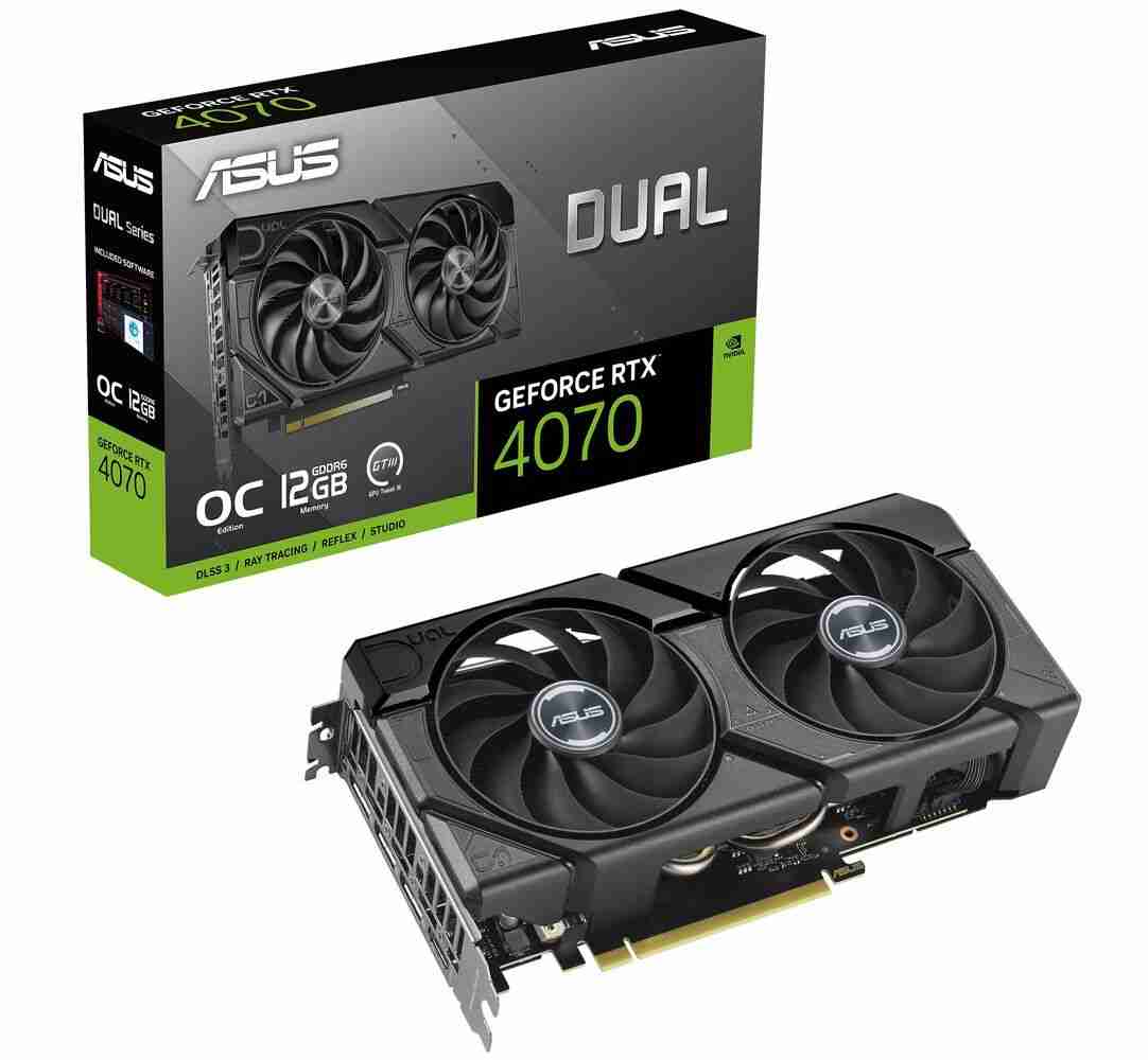 华硕推出 GDDR6 显存版 RTX 4070 显卡:2.5 槽厚、双风扇设计