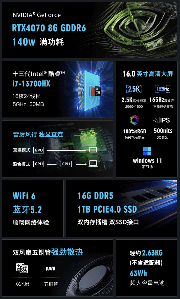 神舟战神 T8 Pro 游戏本新增配置开售:i7-13700HX + 16G + 1T + RTX4070 售 6999 元