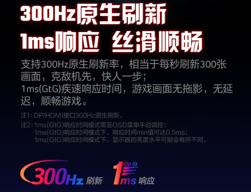 宏碁暗影骑士显示器 XV272U F3 限时优惠 100 元：2K 300Hz、2W×2 内置音箱，1999 元
