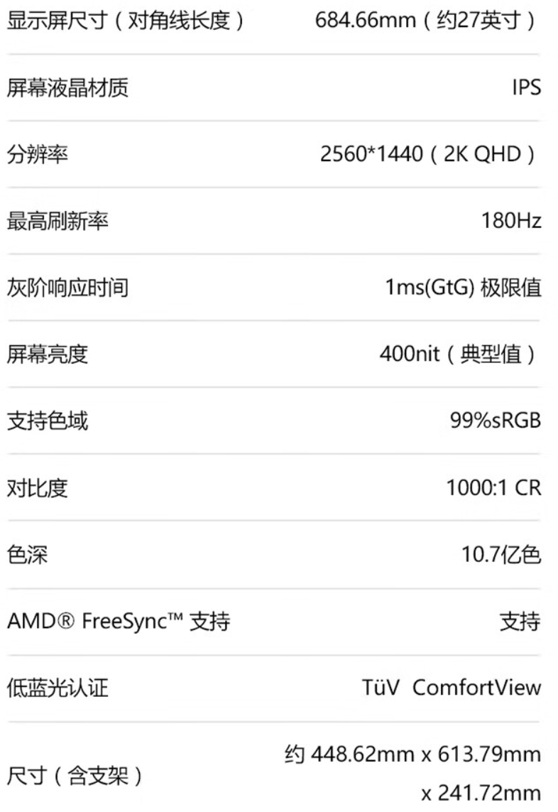 1099 元,戴尔 27 英寸 2K 180Hz 显示器 G2725D 发布
