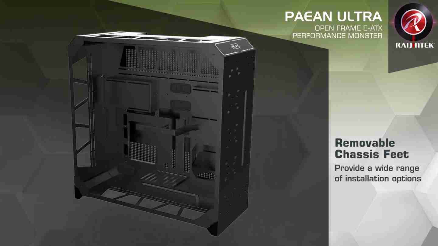 Raijintek 发布 PAEAN ULTRA 半框架式全塔机箱,尾部支持 4 颗风扇