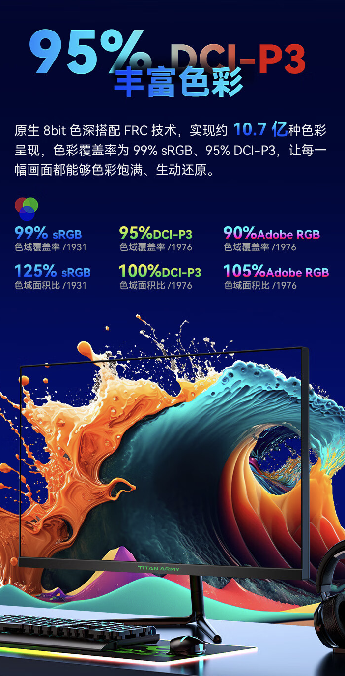 泰坦军团推出 P24A2R 23.8 英寸显示器:2K 180Hz,首发价 849 元