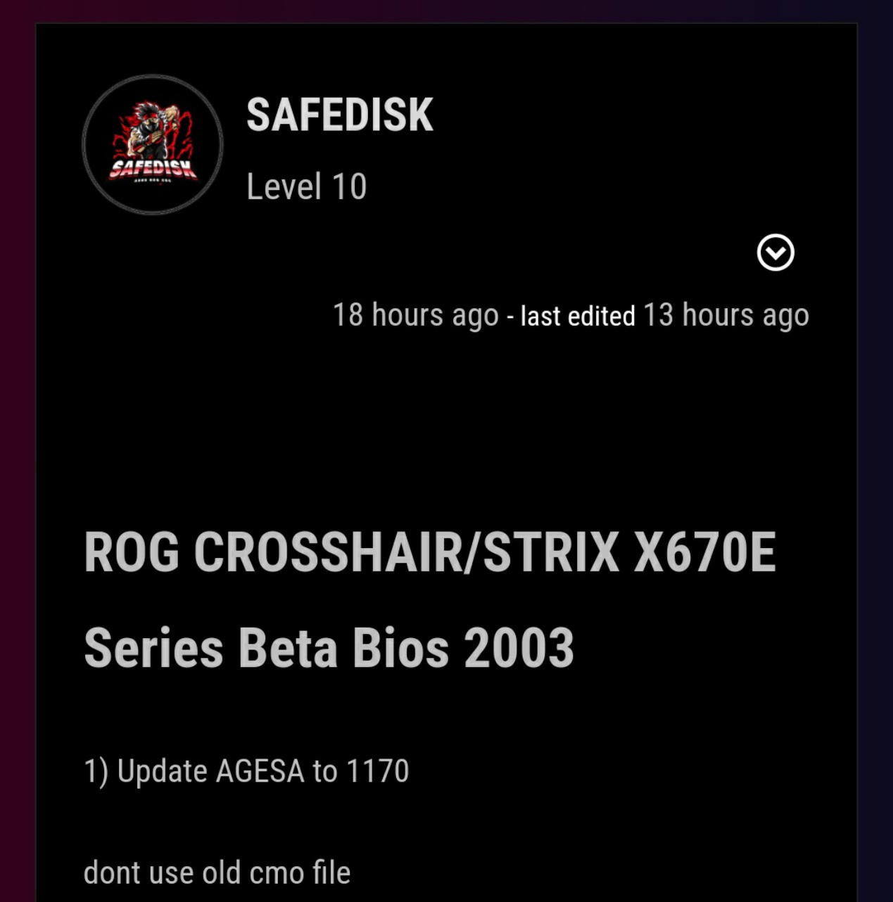 华硕 ROG X670E 主板获推 1.1.7.0 Beta 版 BIOS,初步支持 AMD Zen5 处理器