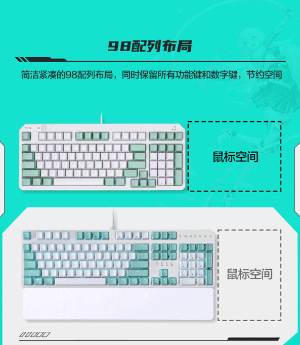 华硕天选游戏键盘 TX98 上市:IP57 防水防尘、RGB 光学机械轴,499 元