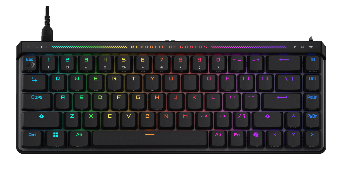 华硕 ROG 魔导士 ACE HFX 磁轴有线机械键盘开售:65% 配列、自研轴体,999 元