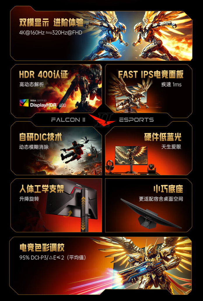 HKC G27H7 Pro 显示器发布：4K 160Hz / 1080P 320Hz 双模显示、HDR 400，首发 1899 元
