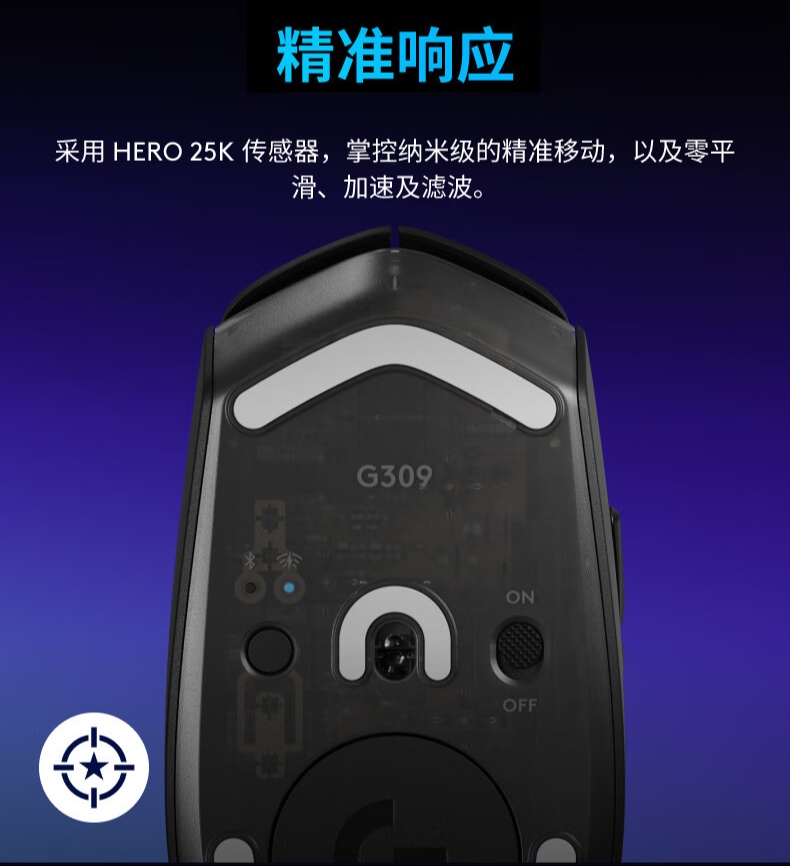 罗技 G309 随行者双模无线鼠标开售：混合微动、HERO 25K 传感器，549 元