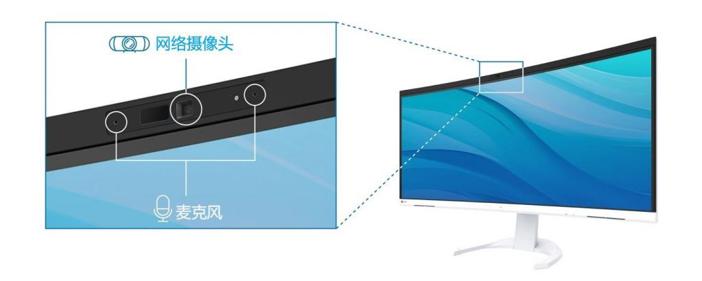  艺卓首款内置摄像头与麦克风的曲面显示器 EV3450XC