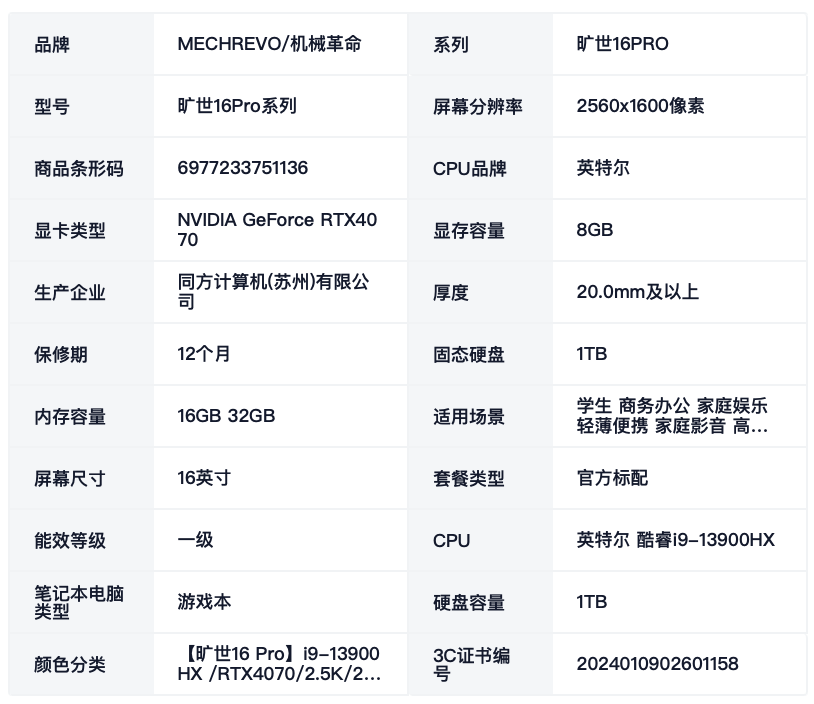 低至 5631.2 元，机械革命旷世 16 Pro 笔记本“i9-13900HX + RTX4070”版本天猫促销