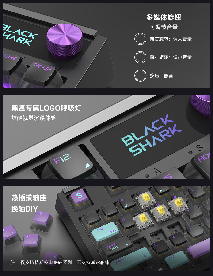 黑鲨无线电竞键盘发布：Gasket 结构、电感磁轴，699 元