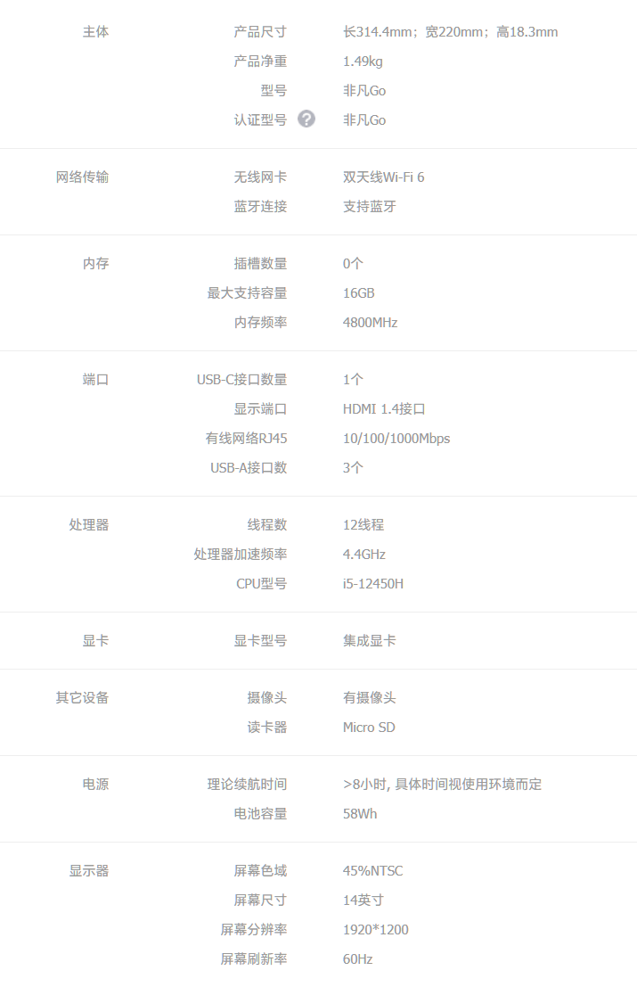 宏碁发布非凡 Go 14 英寸轻薄本:标压 i5-12450H / 16+512GB,预售 2999 元