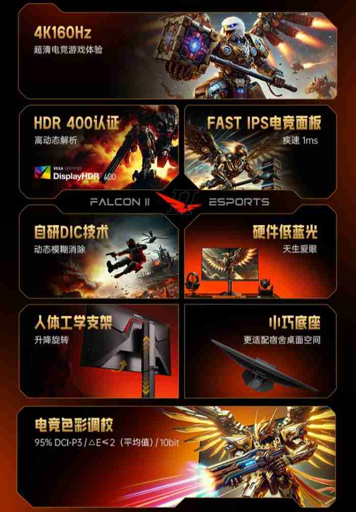 HKC“G27H7”27 英寸显示器开售:4K 160Hz,1499 元