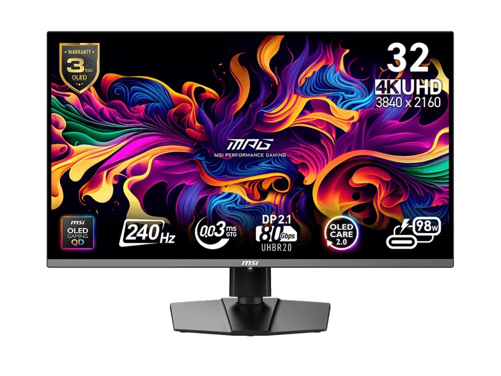 微星官网上线 MPG 322URX QD-OLED 显示器，配备 DP 2.1“满速”UHBR 20 接口