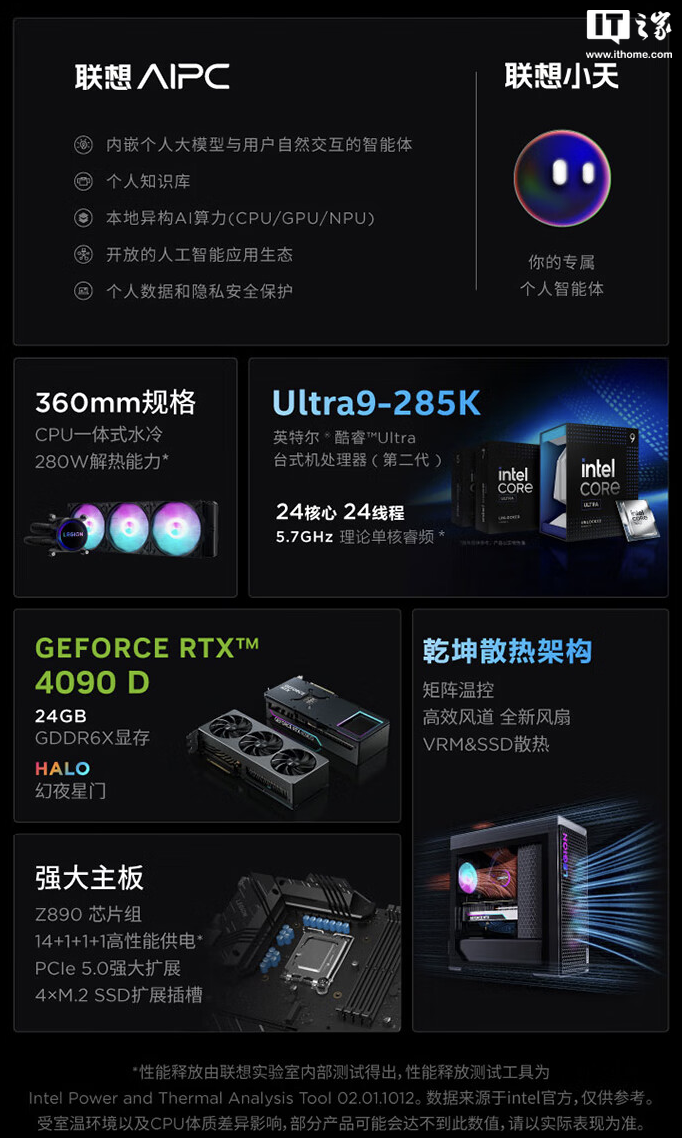 联想拯救者刃 9000K 台式机“Ultra 9 285K + 64G + 2T + RTX 4090D”配置开售，32499 元
