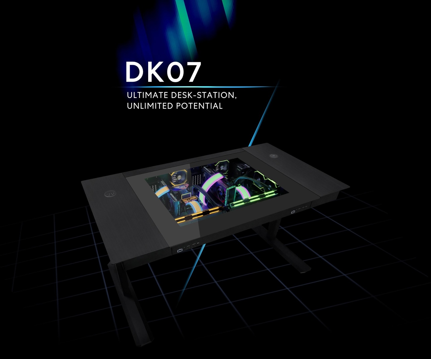 联力 DK07X 电动升降电脑桌提前上线官网：支持双 E-ATX 系统，配无线充电位