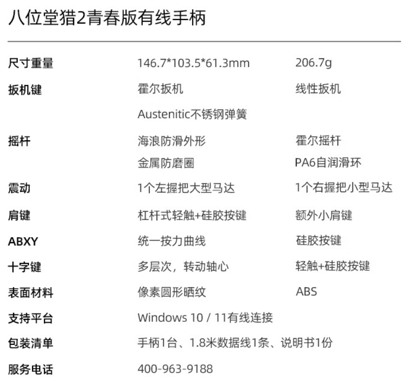 八位堂猎 2 青春版手柄发布：霍尔扳机摇杆、可选有线 / 无线，109 元起
