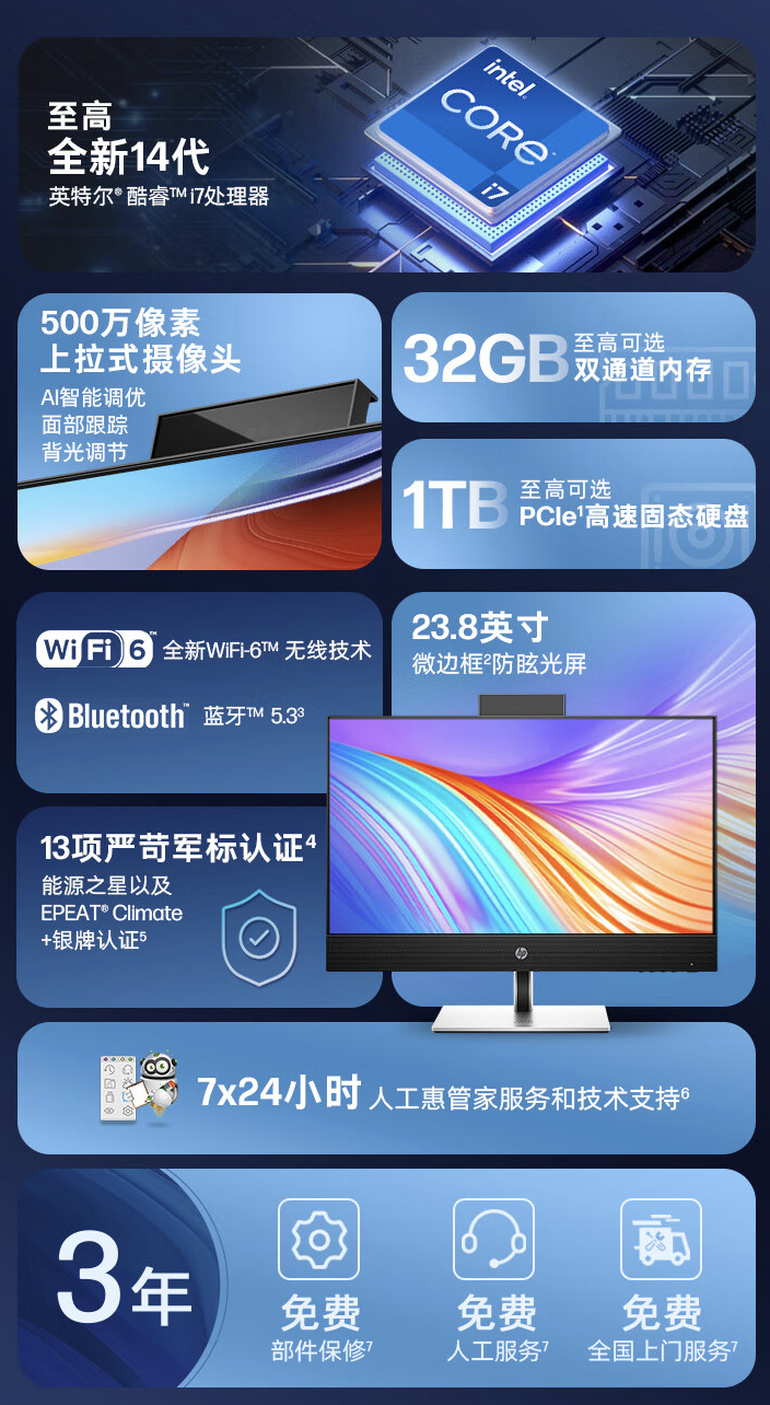 惠普战 99 商用一体机配置上新：1080P 23.8 英寸屏、i5-14500 + 1TB SSD 售 4899 元起