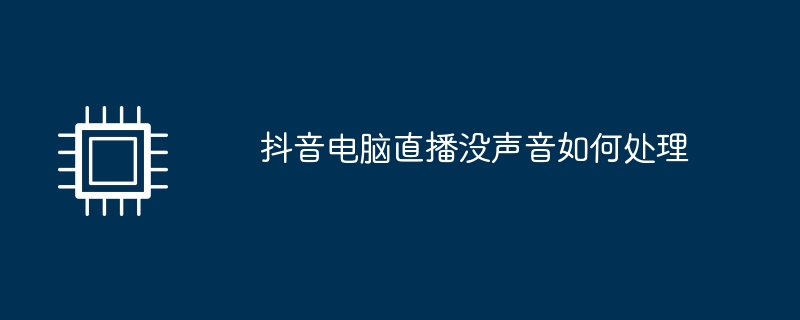 抖音电脑直播没声音如何处理