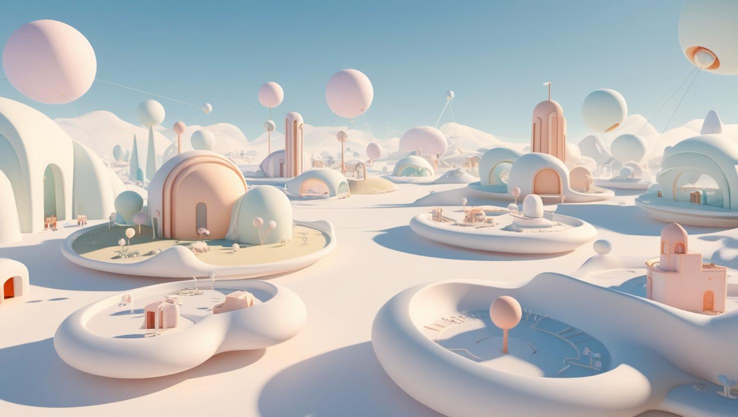 3D metaverse landscape with virtual worlds in a light style, no more element, no word.jpg