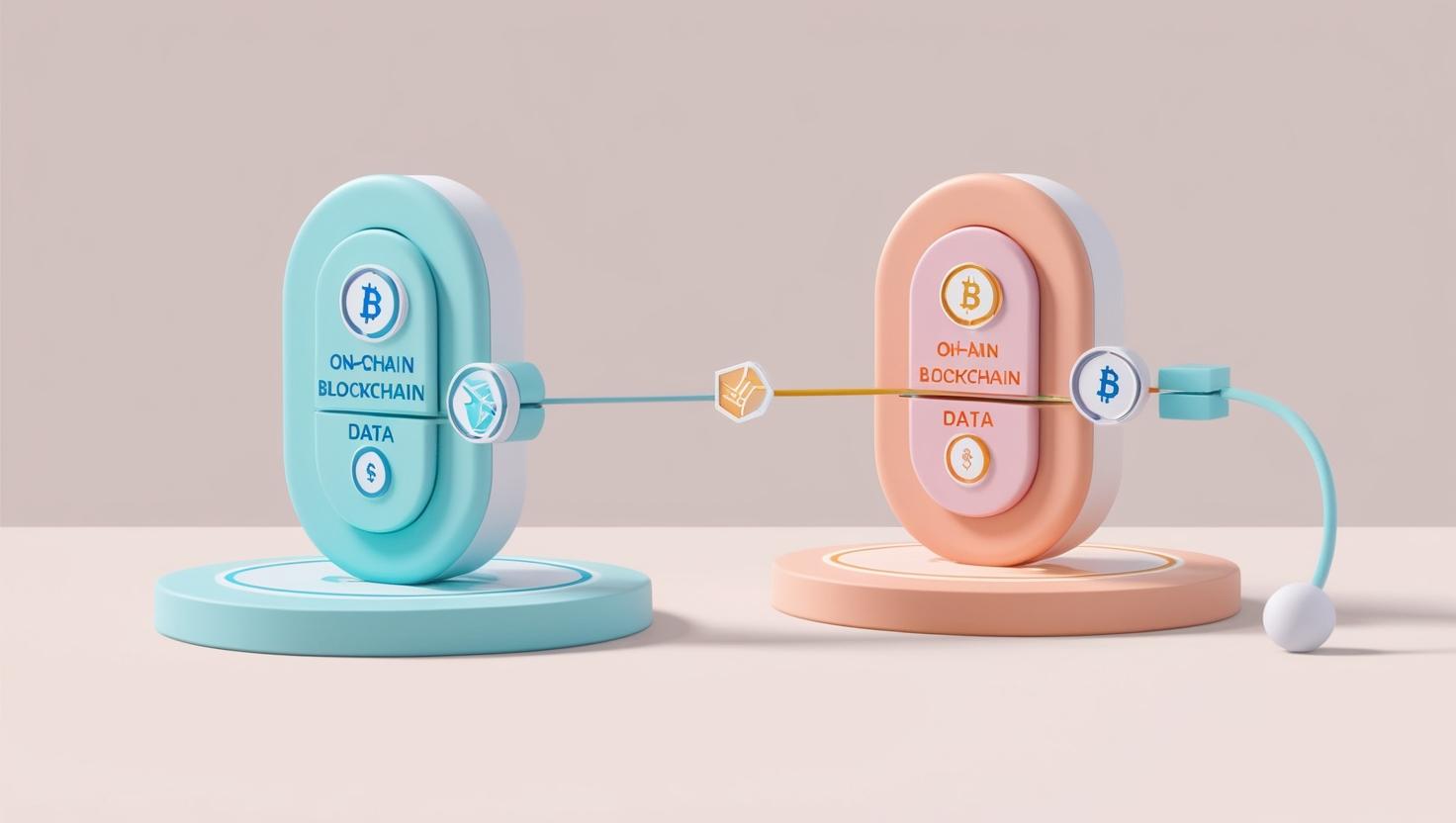 3D  blockchain oracle bridging on-chain and off-chain data in a light style, no more element, no word.jpg