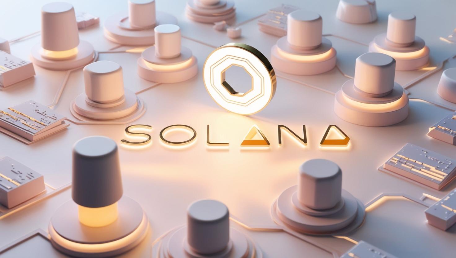 3D Glowing Solana and Aptos logos with developer tools and blockchain nodes in  a light style, no more element, no word (1).jpg
