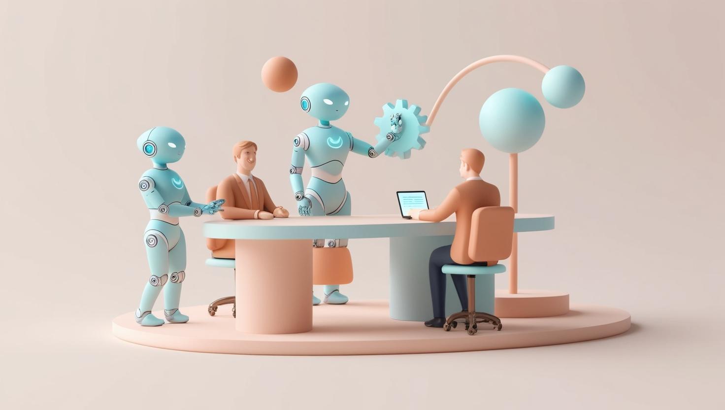 3D visual of AI agents and venture capital collaboration in a light style, no more element, no word (1).jpg
