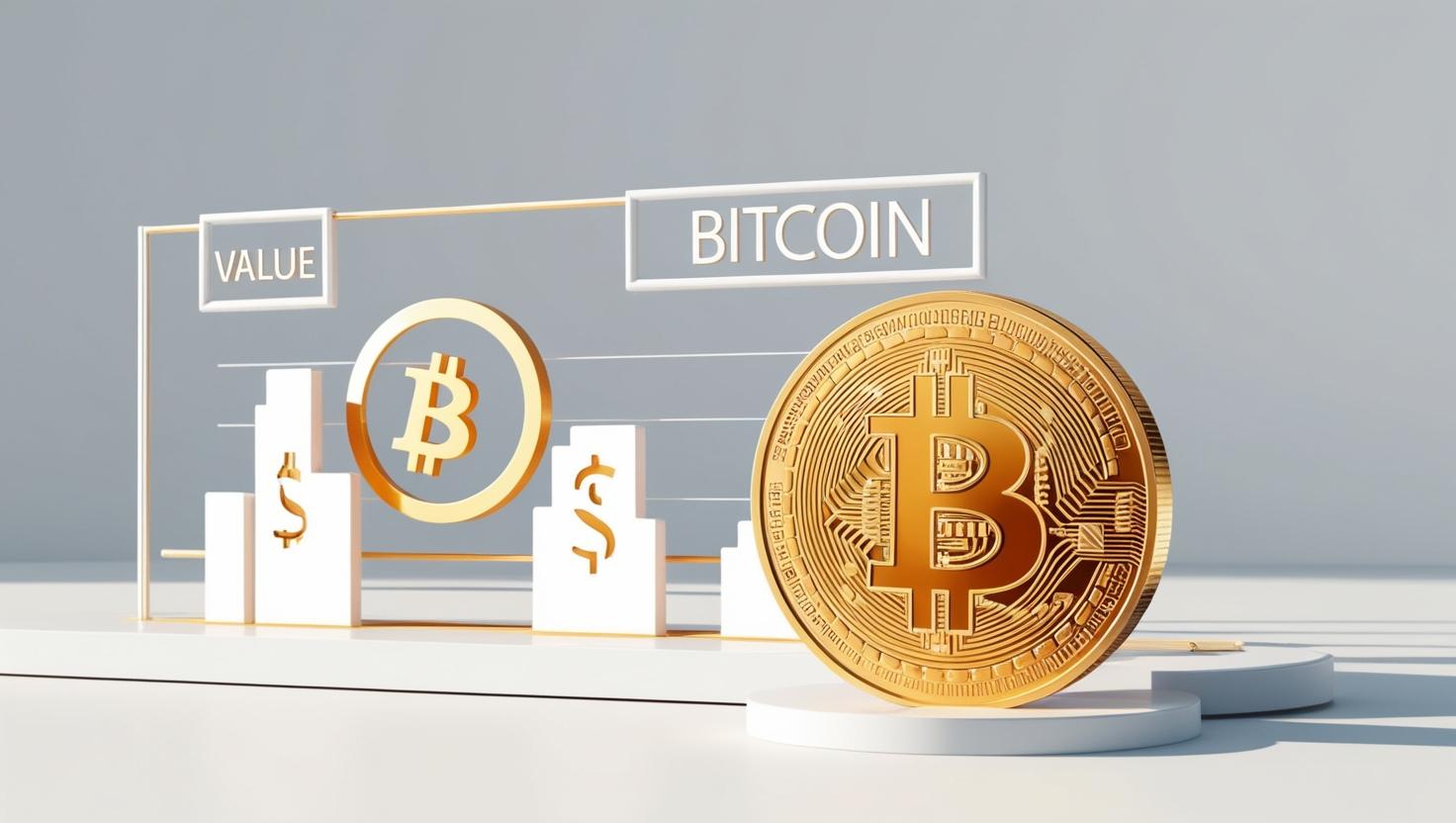 3D coin chart with Bitcoin coin , value icons in a light style, no more element, no word (36).jpg
