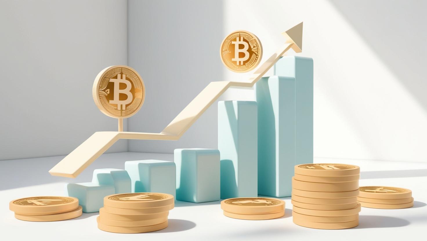 3D coin chart with trend icons in a light style, no more element, no word (14).jpg