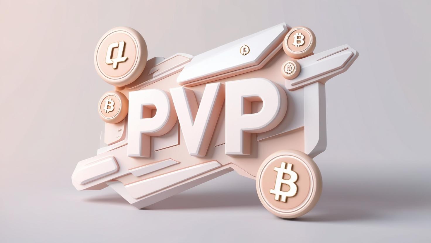 3D PvP (Player vs. Player) gaming interface with competitive icons and blockchain elements in a light style, no more element, no word.jpg