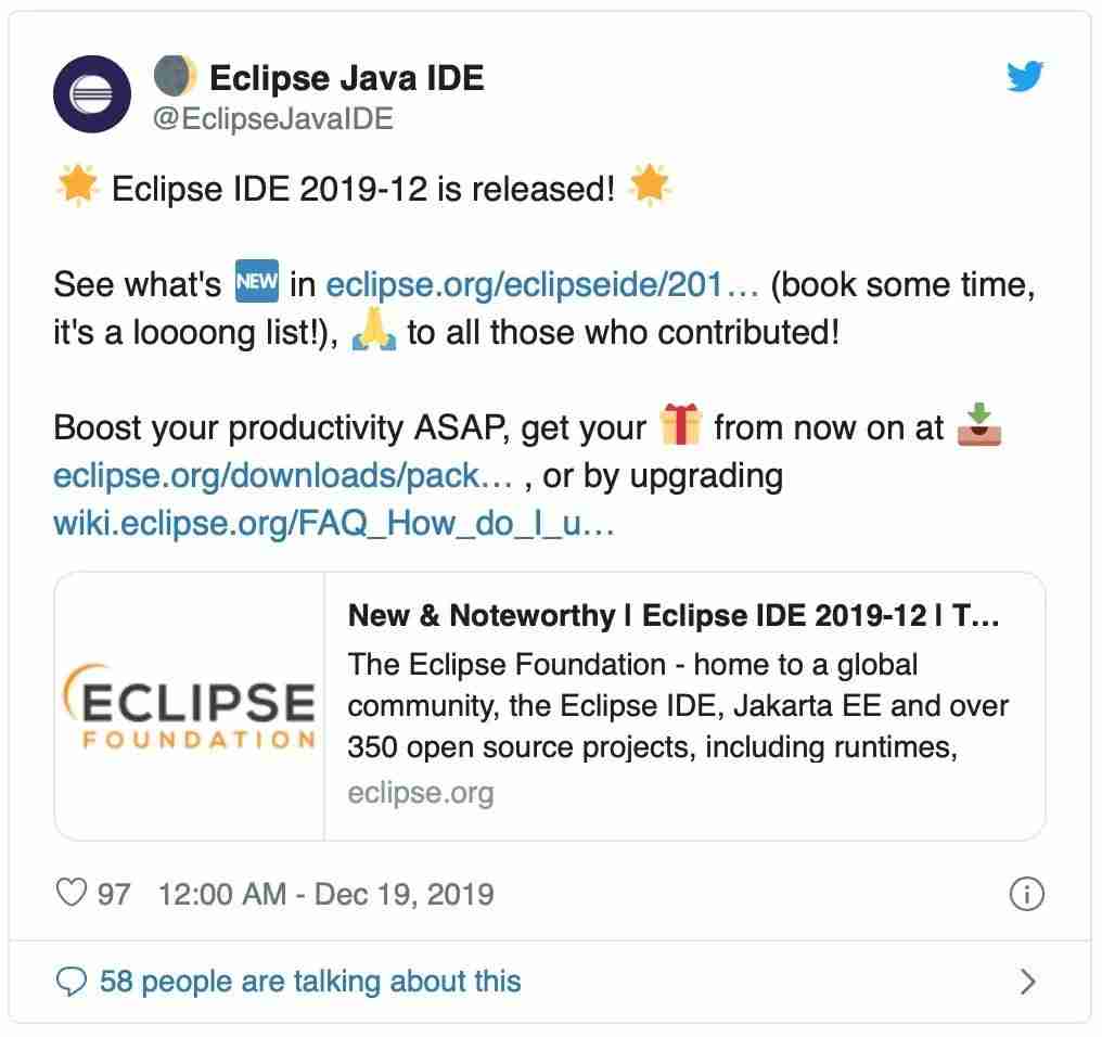 Eclipse 在 2019 年的最后一次更新，有哪些新亮点？