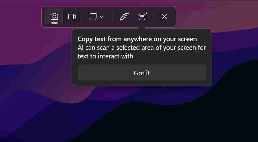 微软测试Win11 截图“取色器”及“AI 文本提取”OCR 工具