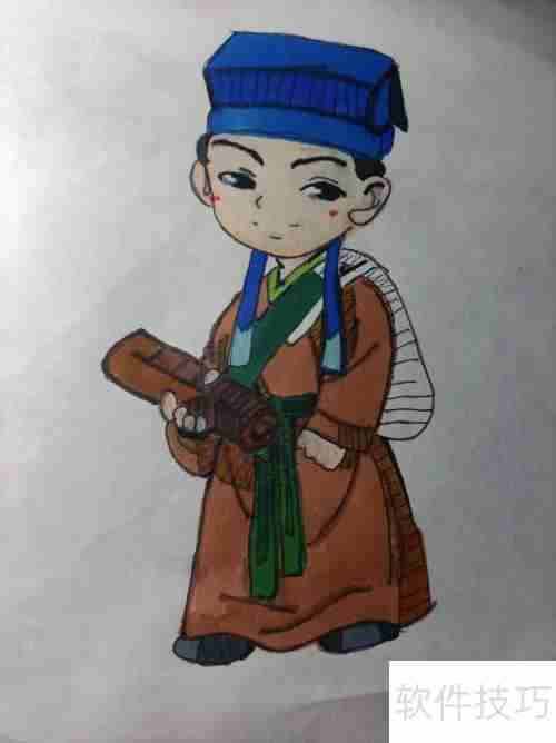 赶考的书生简笔画教程