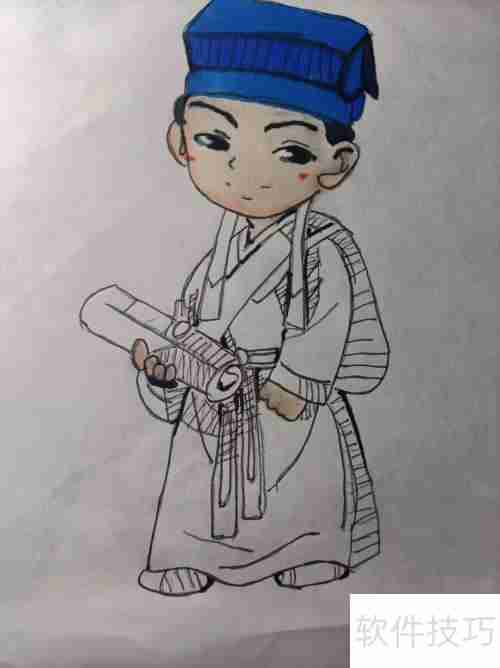 赶考的书生简笔画教程