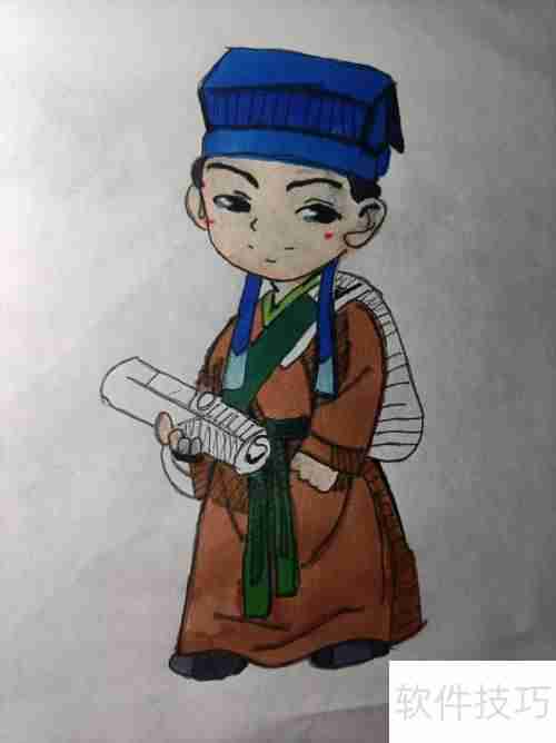 赶考的书生简笔画教程