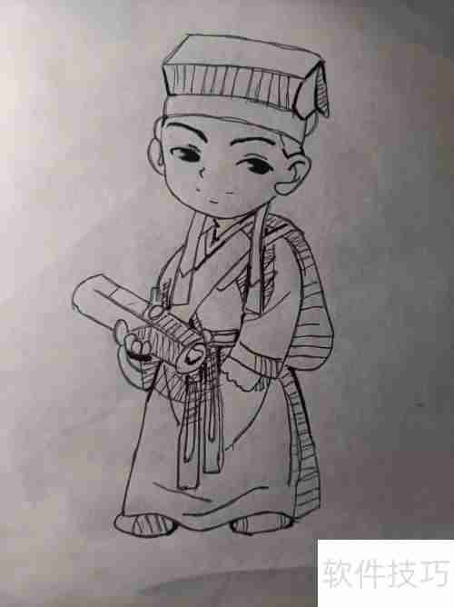 赶考的书生简笔画教程