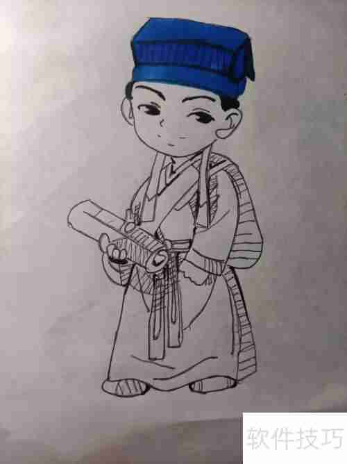 赶考的书生简笔画教程